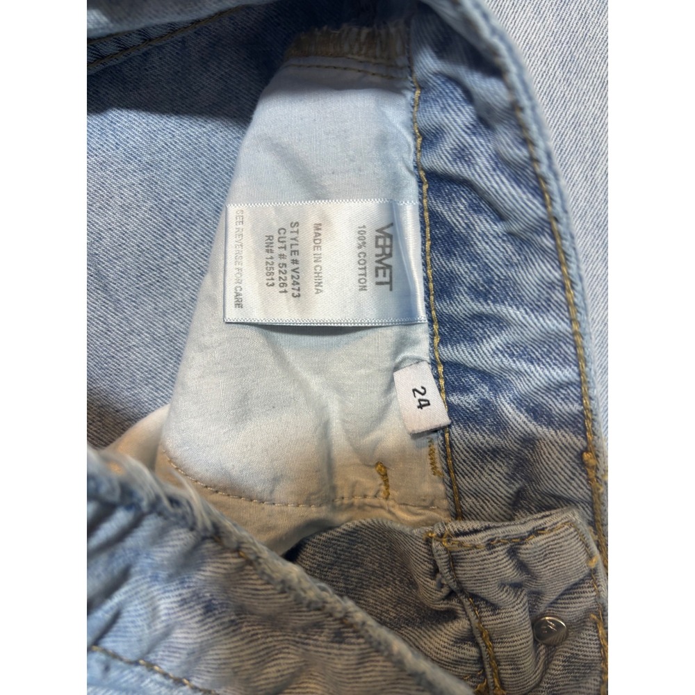Vervet Los Angeles Womens Light Wash Distressed Wide Leg Jeans V2473 Size 24 - Picture 7 of 14